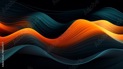 Abstract digital art of vibrant wave patterns on a dark background ideal for wallpapers and graphic designs