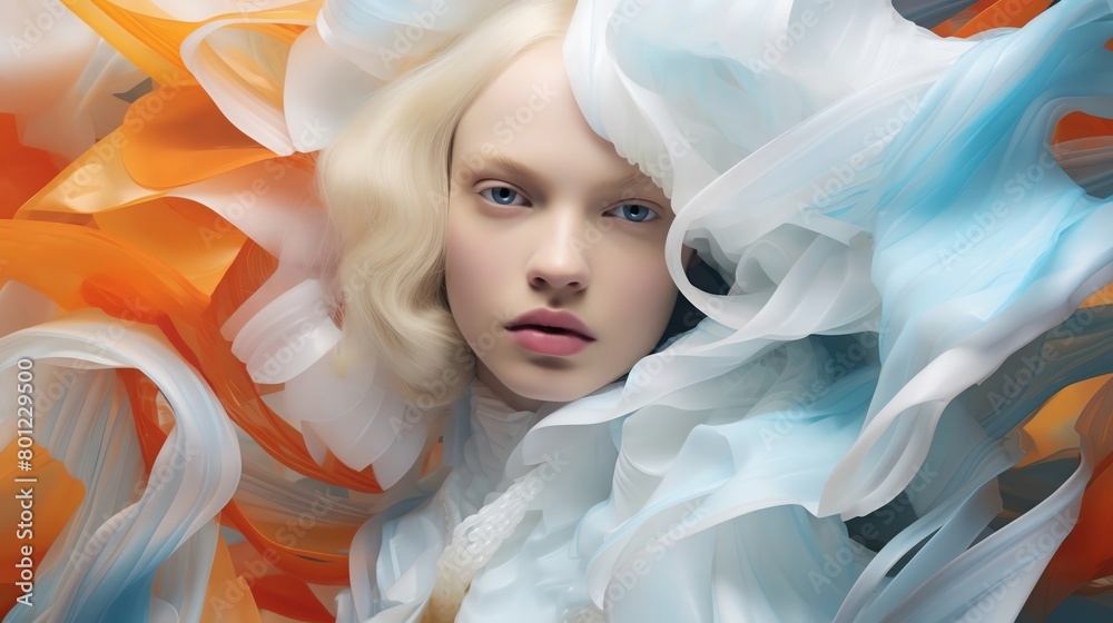 Complex digital collage of organic and synthetic materials creating a surreal texture for innovative fashion editorials or avantgarde advertising