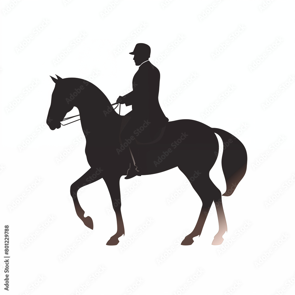 Elegant Equestrian Riding Horse, Classic Silhouette in Monochrome