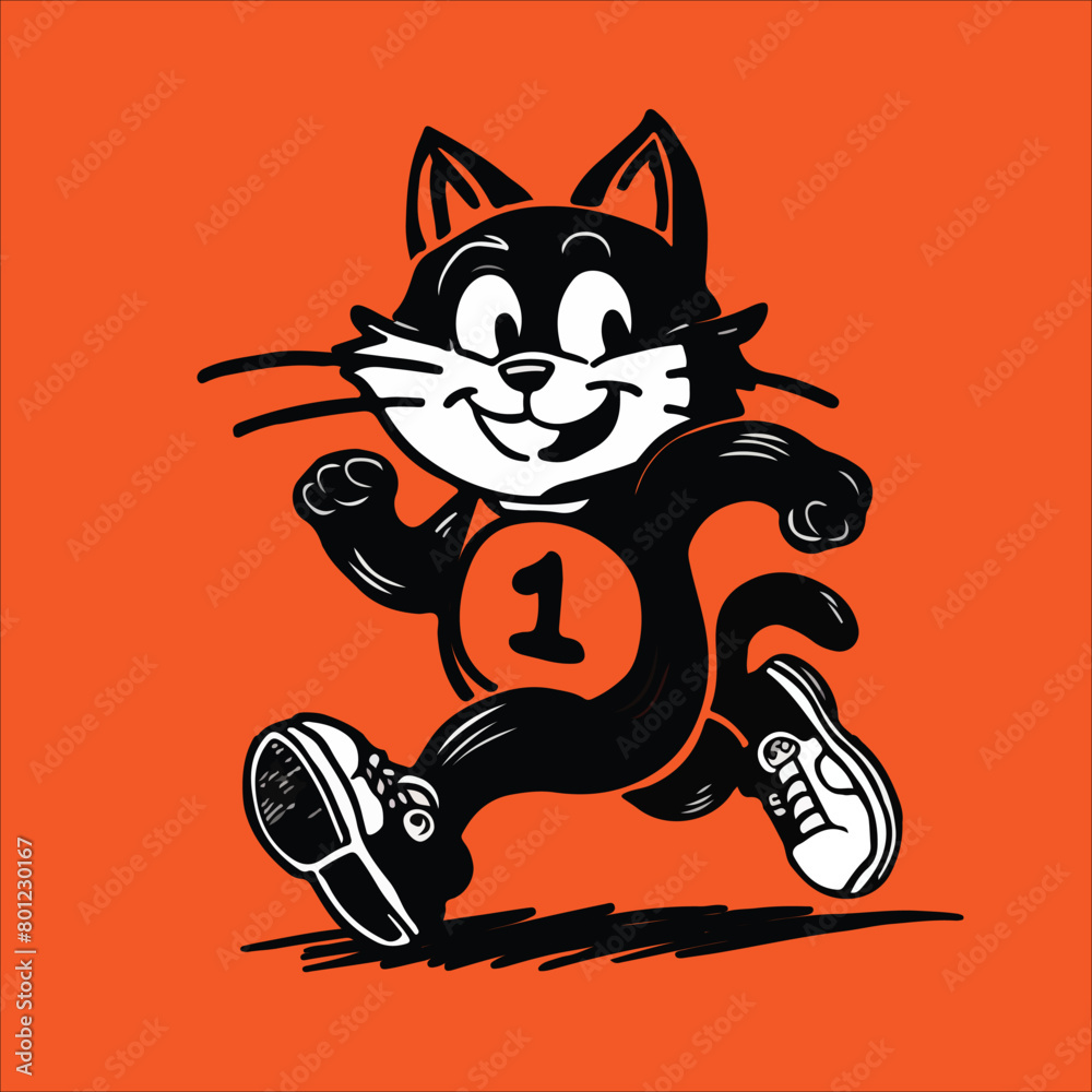 Obraz premium Cat Stickers Vector - Happy Cat Sticker Vector