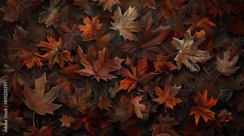 Colorful Autumn Maple Leaves in Dark Tones