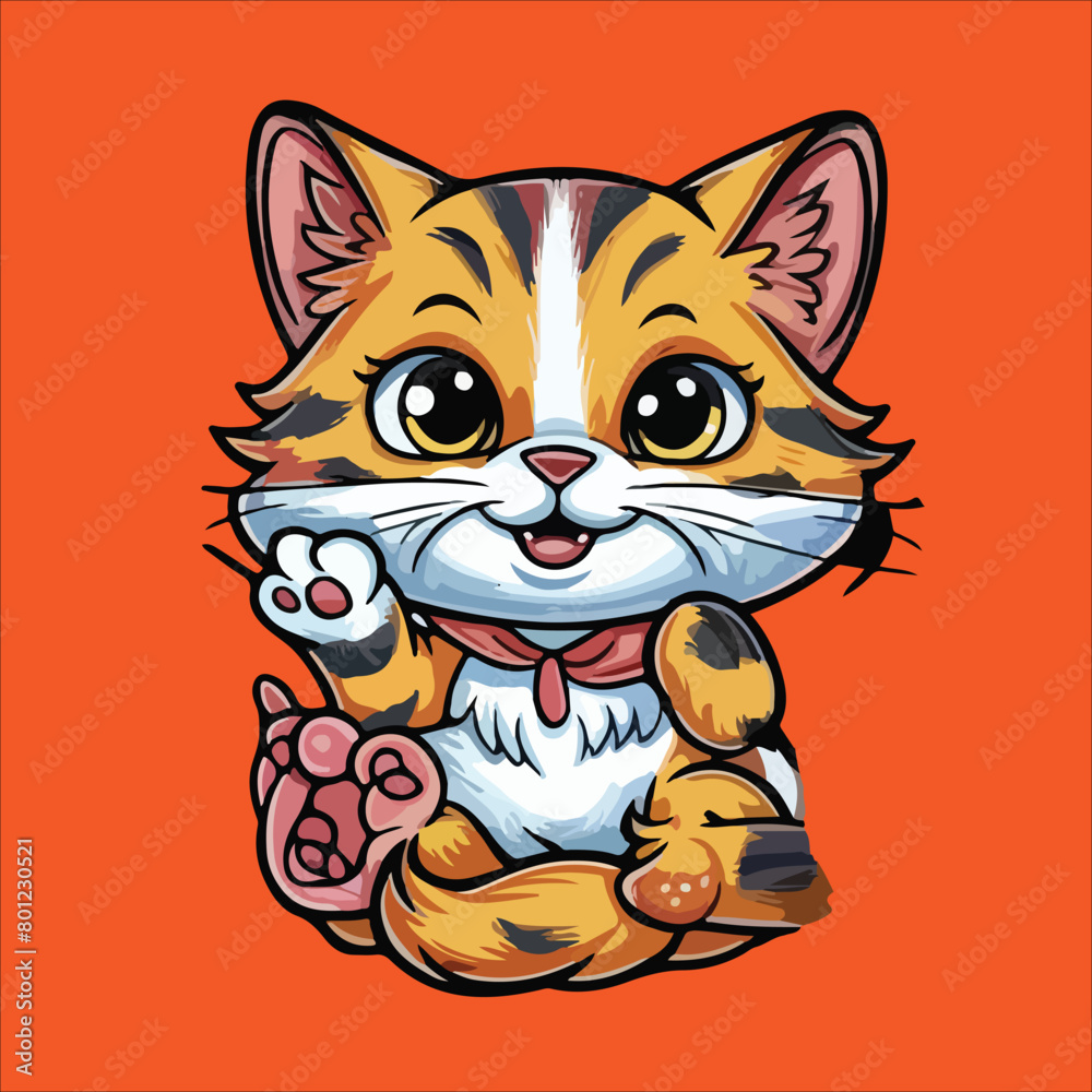 Cat Stickers Vector - Happy Cat Sticker Vector Cat Stickers Vector - Happy Cat Sticker Vector