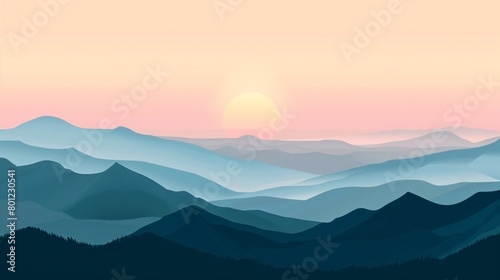 Blue mountain landscape illustration background wallpaper © Mechastock