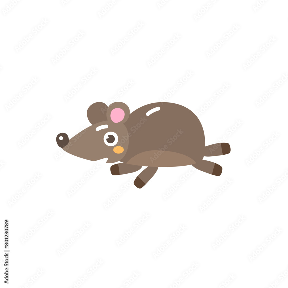 Cute kawaii rat flat illustration Cute kawaii rat flat illustration