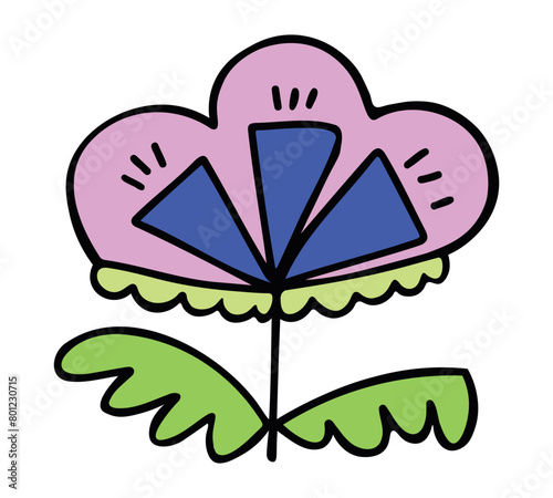 Fancy magical flower. Retro vibe magic fairy plant 