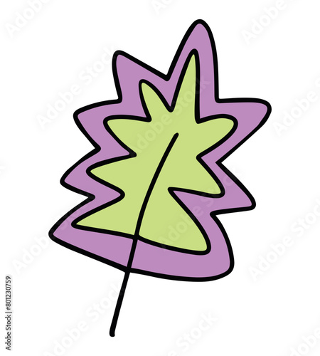 Fairy doodle graphic decorative plant element. Vibrant hippie vibe plant