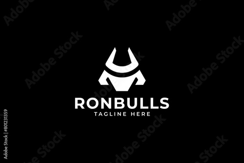 letter M U with samurai or bull head modern logo design for professional corporate company business