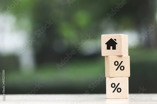 wood cube block with low interest home loan © methaphum