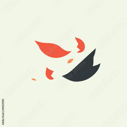 leaves falling in slow motion, vector illustration flat 2