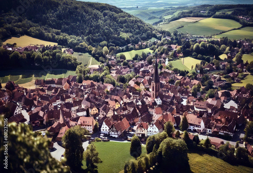 'Alsace view France Obernai village Aerial Obernai France Air Hot Countryside Background Sky Travel City Landscape Architecture Balloon Vacation Buildings Adventure Europe Beautiful Dream Freedom' photo
