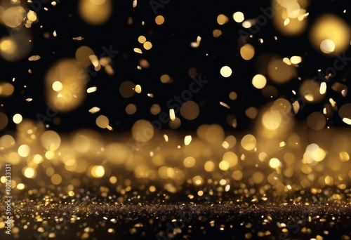 'glitter confetti Lights texture particles Gold Golden explosion isolated color Bokeh celebratory background Black design Effect Abstract cele'