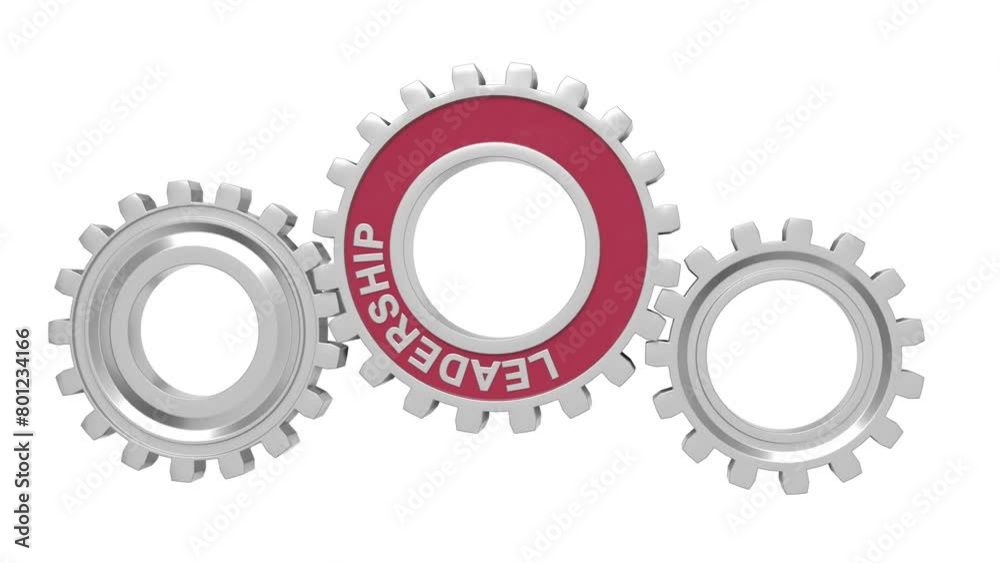 Spinning gears text LEADERSHIP. Interaction concept. 3D animation. Spinning gears text LEADERSHIP. Interaction concept. 3D animation.