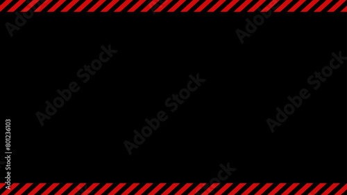 黒い背景に赤いストライプのシンプルなフレーム - 警告･危険･警戒のイメージ素材 - 16:9 photo