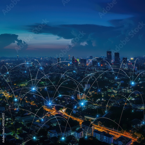 smart network and connection technology concept