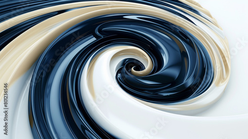 A dynamic swirl of indigo and cream, vividly set against a white background, designed to mimic an HD photograph.