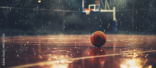 basketball with court in rain photo