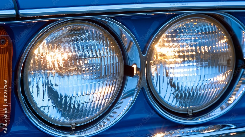 Detailed close up of contemporary vehicle headlights for improved search visibility
