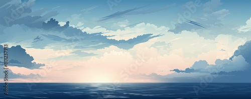 The image shows a beautiful sunset over the ocean © narak0rn