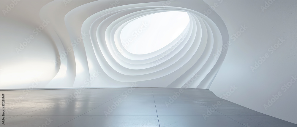 Fototapeta premium Empty room white curve wall.