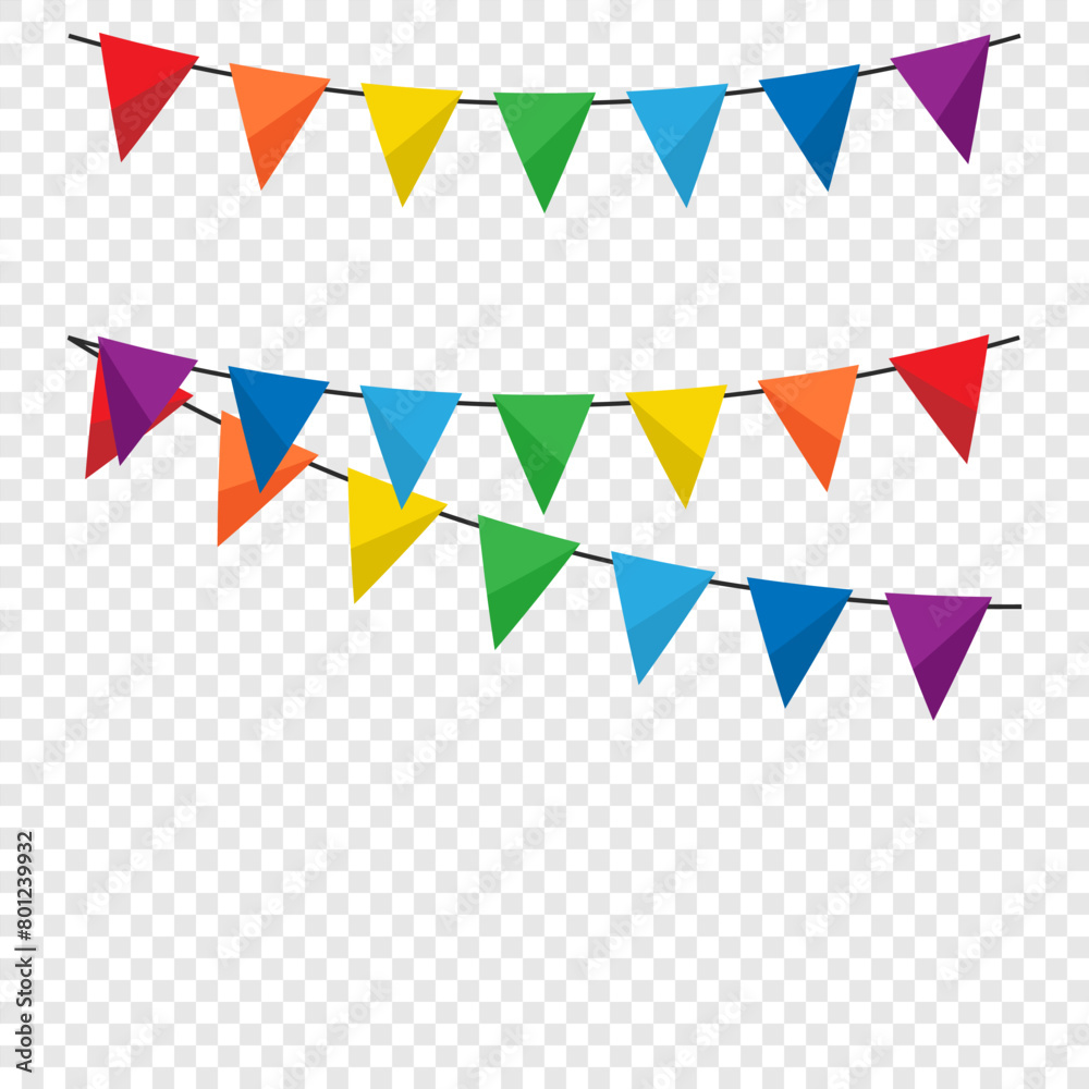 Obraz premium Colorful bunting and garland. Birthday decoration elements flags