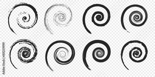 Grunge spirals. Set of spiral and swirl motion elements photo