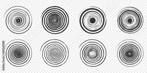 Grunge spirals. Set of spiral and swirl motion elements