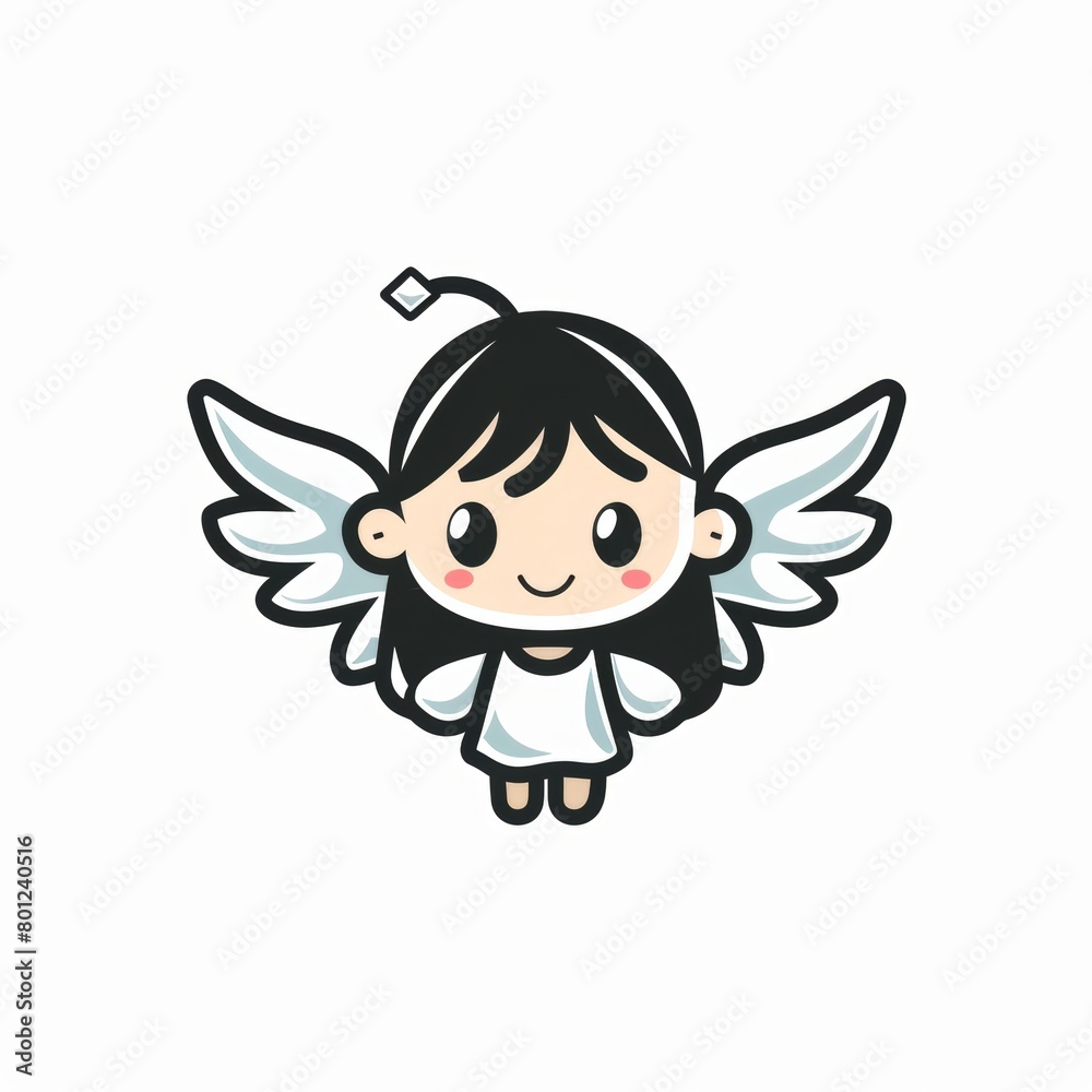 Cute cartoon character angel with wings Cute cartoon character angel with wings