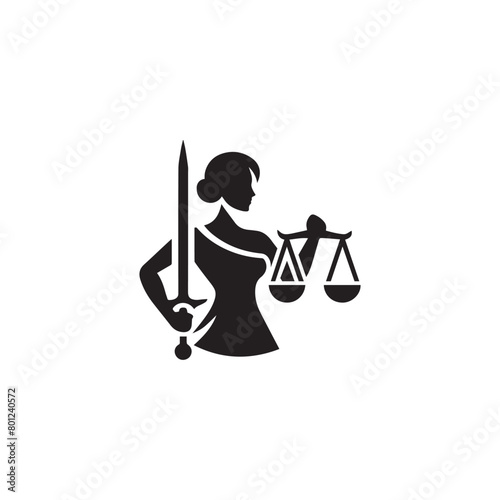 Lady Justice logo vector illustration design. Law court symbol