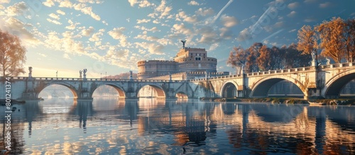 Ponte SantAngelo at Dusk A Stunning D Render of the Iconic Italian Bridge photo
