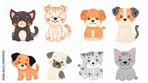 Vector illustration collection of cute dog