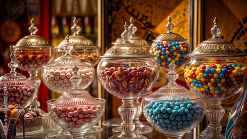 Ornate containers with candy created with Generative AI technology