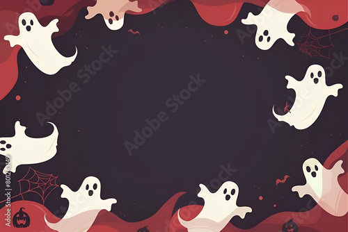 Border banner with ghosts, halloween concept