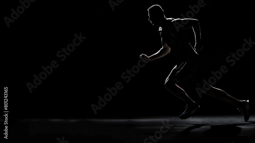silhouette of a running person on a black background