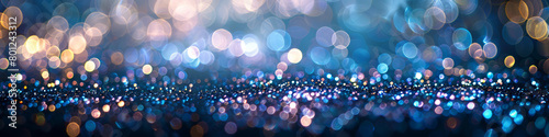 Bright Ultramarine Bokeh Lights with Glitter Sparkle on Cool Abstract Background, Ultra High Definition Capture photo