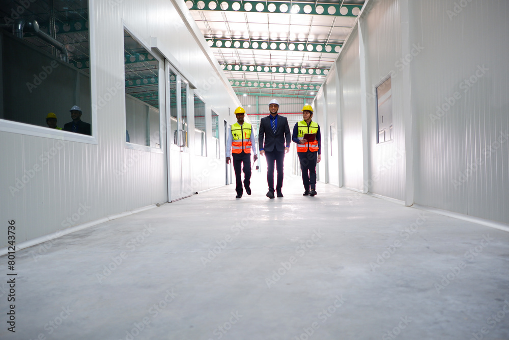 Fototapeta premium Engineers and employees work in industrial plants.