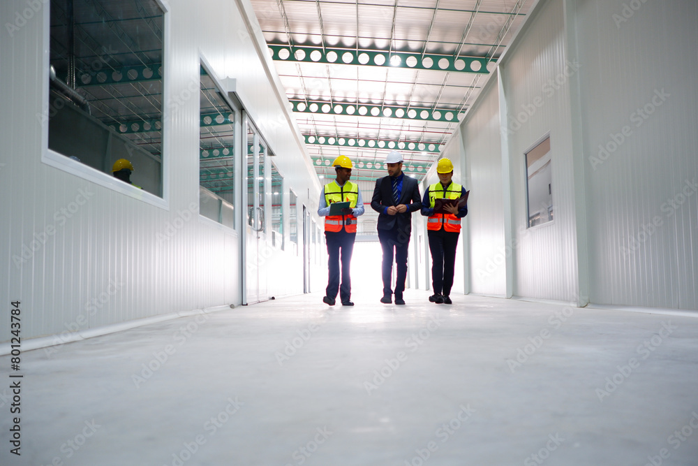 Fototapeta premium Engineers and employees work in industrial plants.