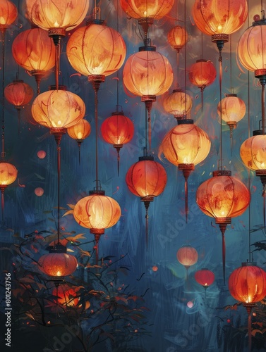 A whimsical array of homemade lanterns, lighting up evening celebrations, a community aglow.
