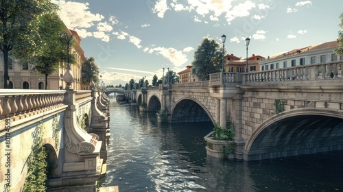 Stunning D Rendering of Iconic Ponte Santa Trinita in Florence Italy