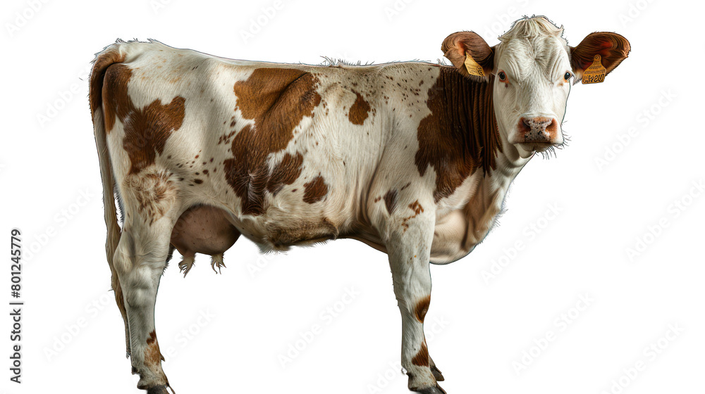 A striking portrait of a brown and white cow - AI Generated Digital Art