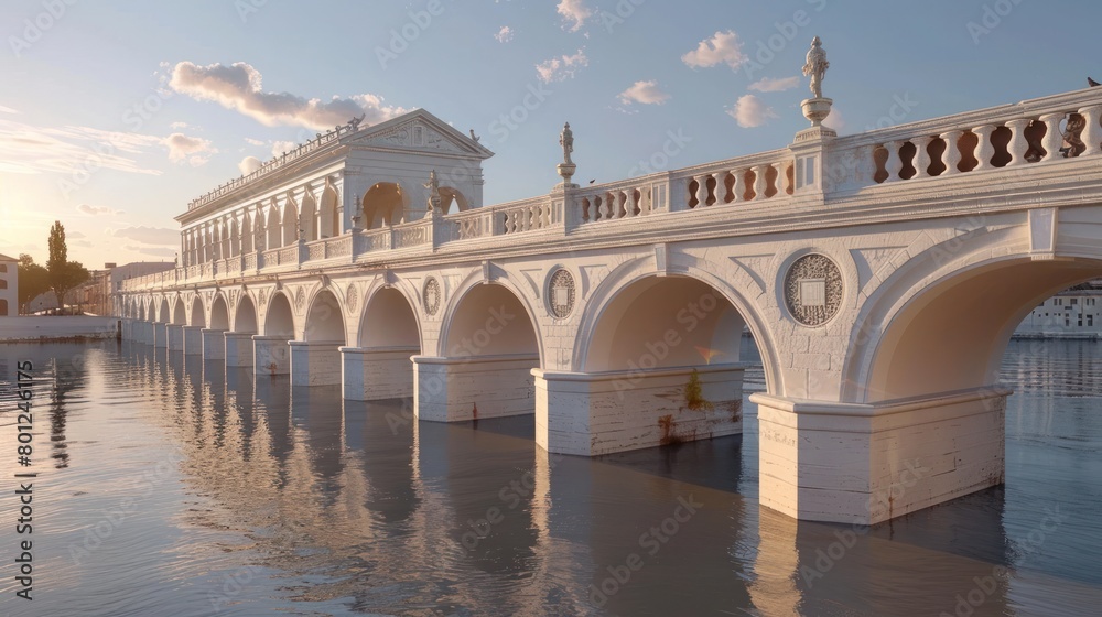 Orange Sunset Glow Over D Rendered Ponte degli Scalzi in Venice Italy