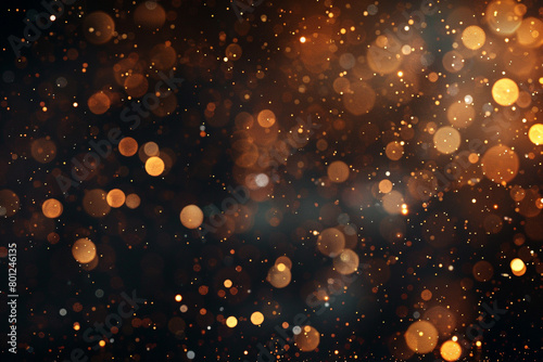 Deep Bronze Bokeh Lights with Sparkle Glitter on Dark Abstract Background  High Resolution Image