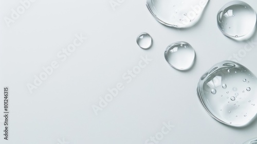 transparent gel serum water drop on white background with writing space
