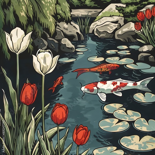 Vibrant Tulips and Tranquil...