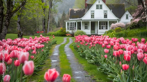 Bright Pink Tulip Lined Pat...