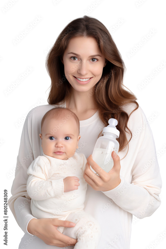 Happy young mother with her cute baby, smiling mother holding her adorable newborn, isolated on transparent background Happy young mother with her cute baby, smiling mother holding her adorable newborn, isolated on transparent background