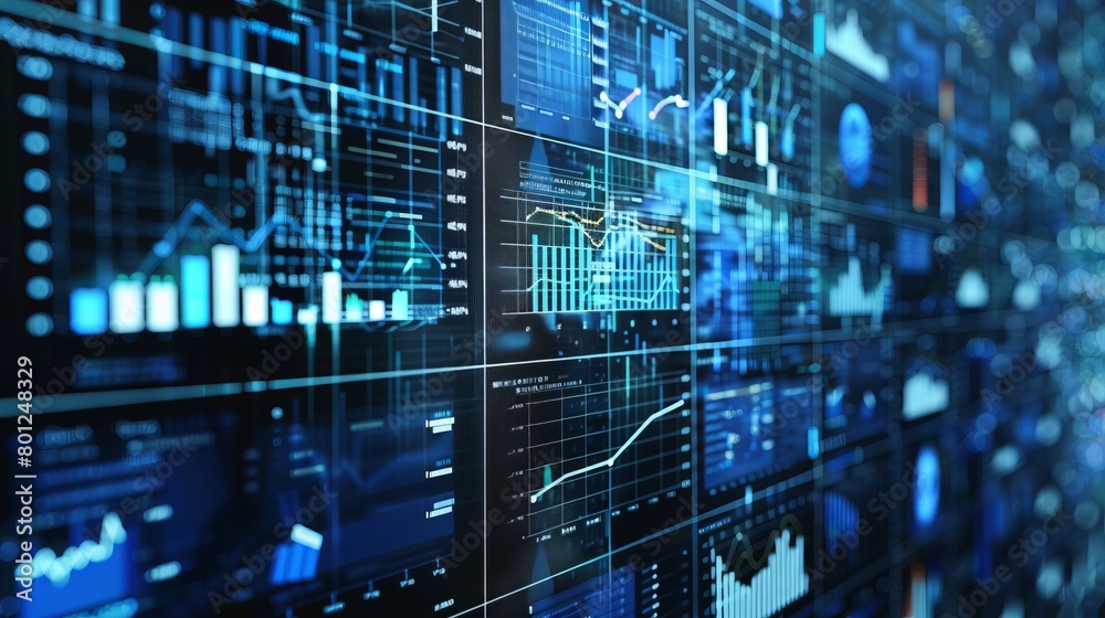 Fototapeta premium Data science and Digital technology. Data mining, artificial intelligence, machine learning, business analytics. Scientist computing, analysing and visualizing complex data set on computer. 