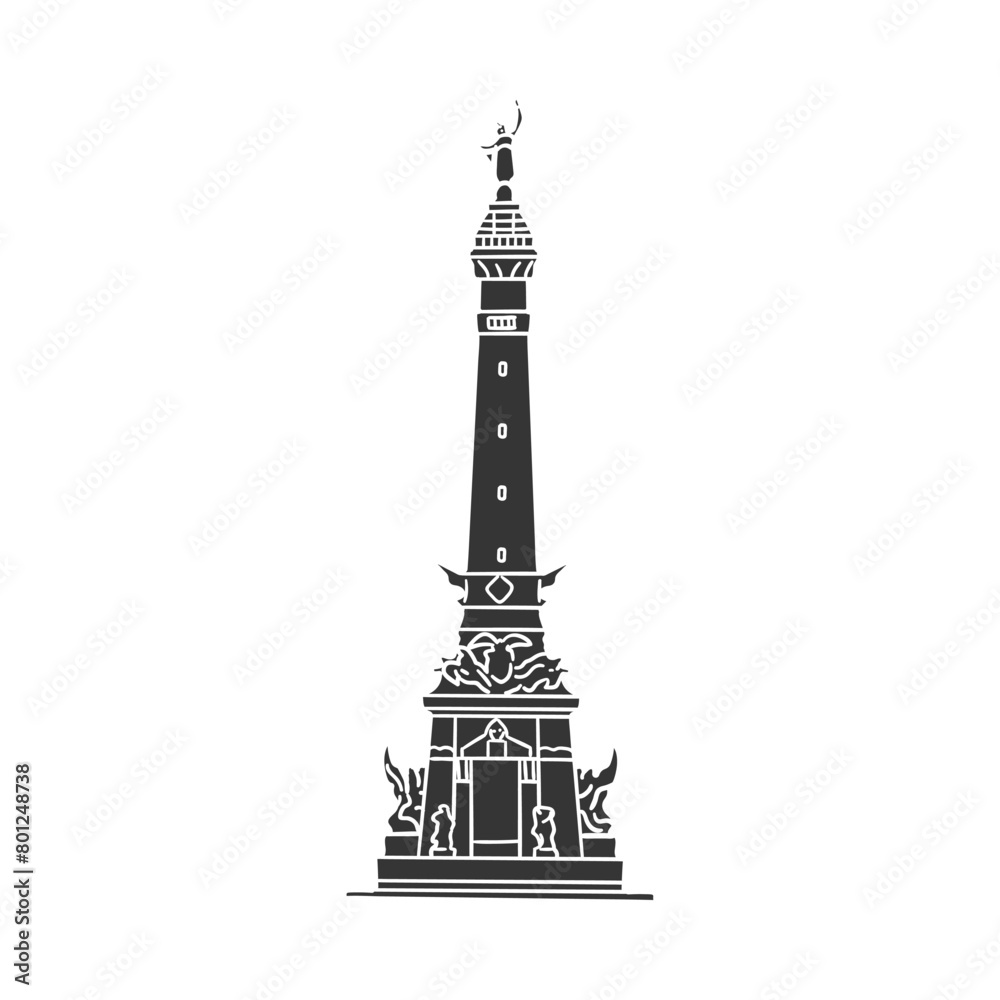 Obraz premium Statue Icon Silhouette Illustration. Buildings Vector Graphic Pictogram Symbol Clip Art. Doodle Sketch Black Sign.