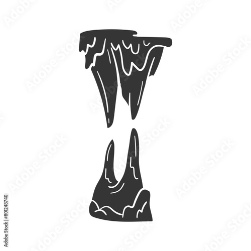 Stalactite Icon Silhouette Illustration. Geology Vector Graphic Pictogram Symbol Clip Art. Doodle Sketch Black Sign.