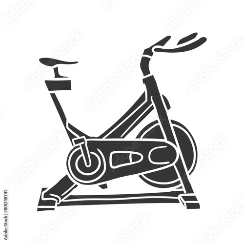 Stationary Bicycle Icon Silhouette Illustration. gym Vector Graphic Pictogram Symbol Clip Art. Doodle Sketch Black Sign.