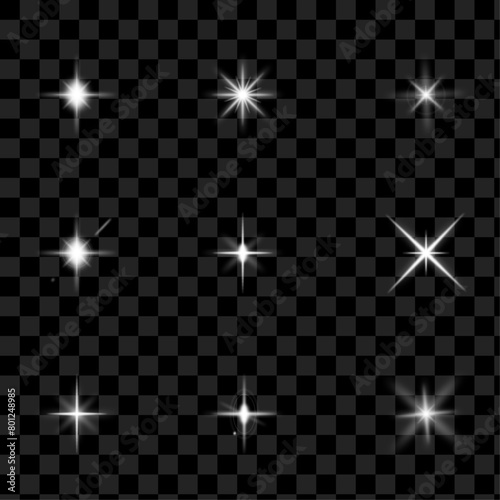 Vector glowing sparkling stars